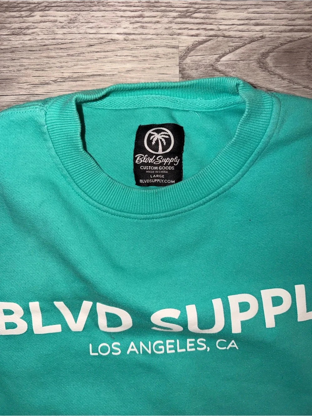 BLVD Teal Crewneck Sweatshirt with White Logo